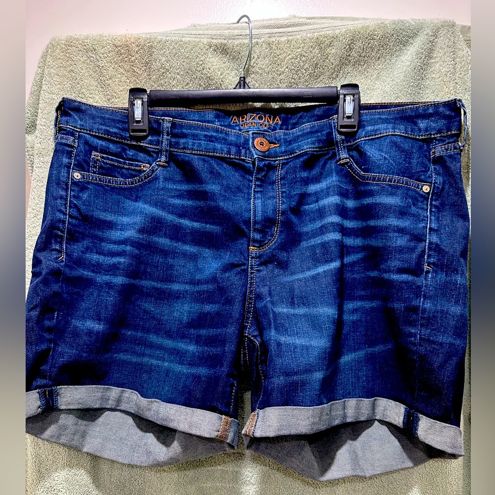 Arizona Jean Company Women's Dark Blue Cuffed Denim Shorts